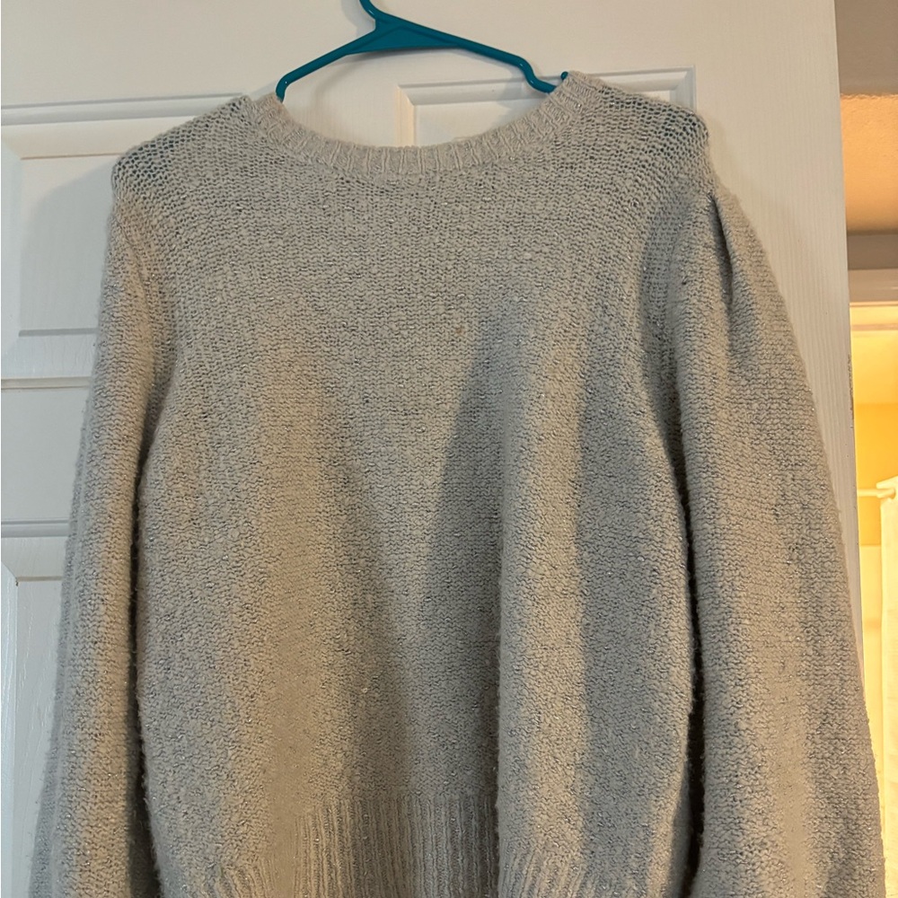 Vylette silver sparkly puff sweater size L. Perfect for fall